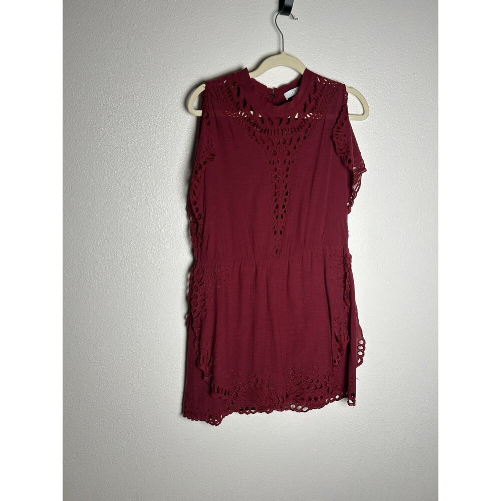 Iro Caidy Red/Wine Lace Eyelet Sleeveless Mini Dress 38/M